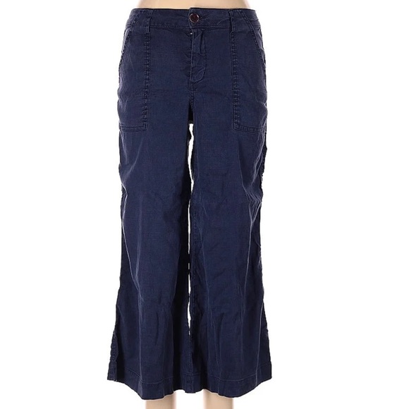 ANTHROPOLOGIE Level 99 High Rise Wide Leg Slant Pkt Ankle Pant Navy/Marine — 28 - Picture 8 of 8